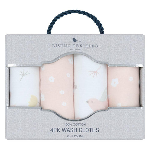 Living Textiles 4pk Wash Cloths - Ava Floral