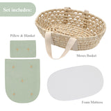 Living Textiles My First Doll Moses Basket and Bedding Set - Sage