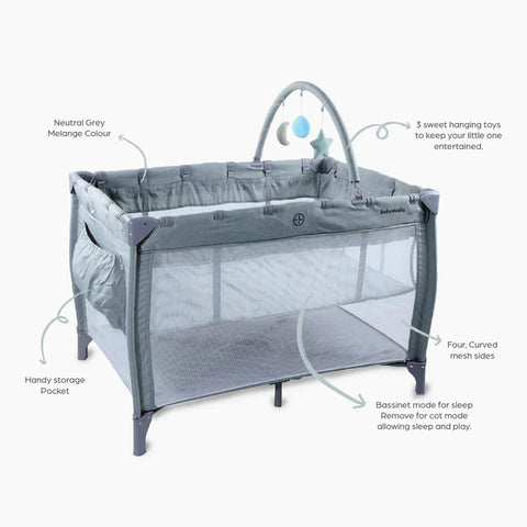 BabyStudio 3in1 Portacot - Melange Grey