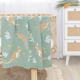 Living Textiles Australiana Blanket - Kangaroo/Green