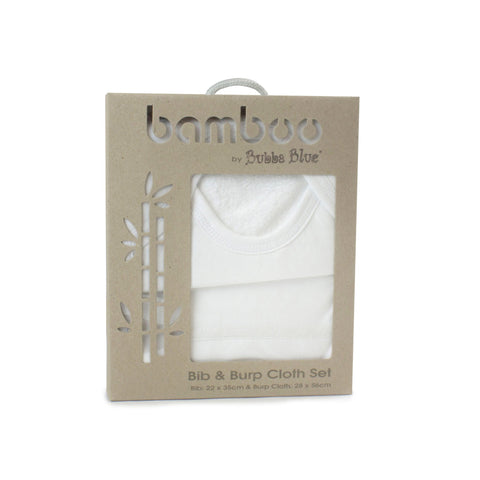 Bubba Blue Bamboo Bib and Burp Cloth Set - White