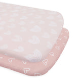Bubba Blue Nordic 2pk Co-Sleeper Fitted Sheets - Dusty Berry/Rose