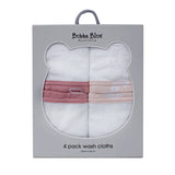 Bubba Blue Nordic 4pk Wash Cloths - Dusty Berry/Rose