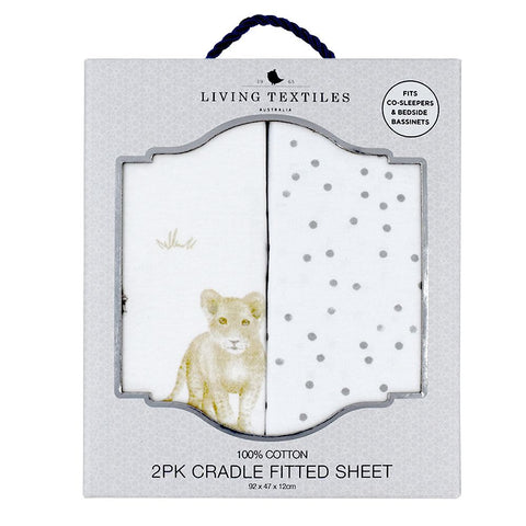 Living Textiles 2pk Co-Sleeper/cradle Jersey Fitted Sheet - Savanna Babies