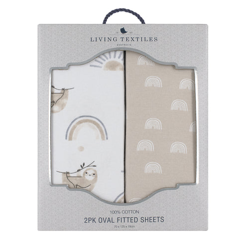 Living Textiles 2pk Oval Cot Jersey Fitted Sheet - Happy Sloth