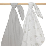 Living Textiles Organic Muslin 2pk Swaddle Wraps - Dandelion/Grey