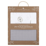 Living Textiles Organic Muslin 2pk Swaddle Wraps - Dandelion/Grey
