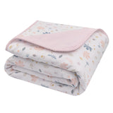 Living Textiles Organic Muslin Cot Blanket - Botanical/Blush