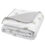 Living Textiles Organic Muslin Cot Blanket - Dandelion/Grey
