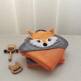 Munich Blue Bamboo Hooded Towel - Fox